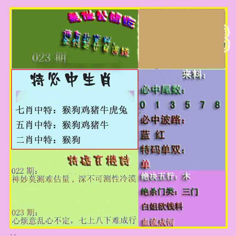 023期波肖门尾最佳公开版[图]