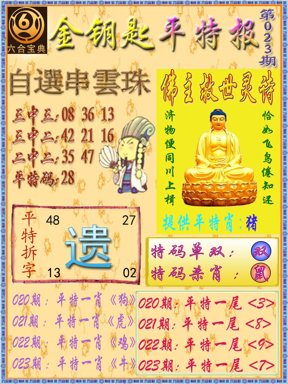 023期金钥匙平特报[图]