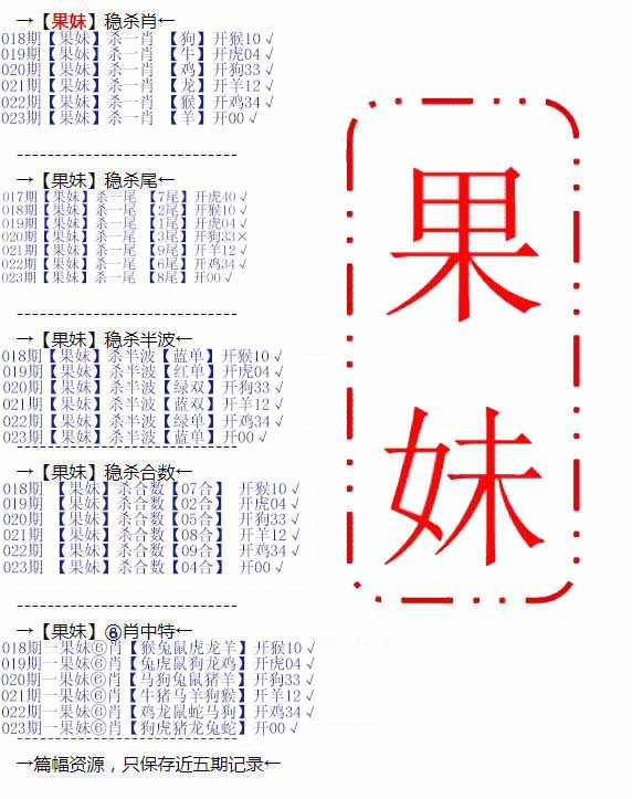 023期果妹心水[图]